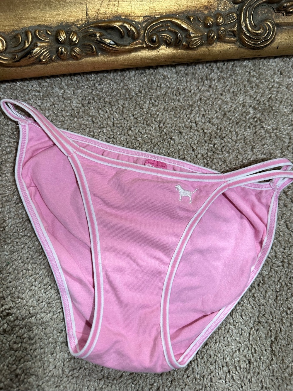 New Vintage Pink Victoria's Secret 2005 Pink Double String Bikini Size XS